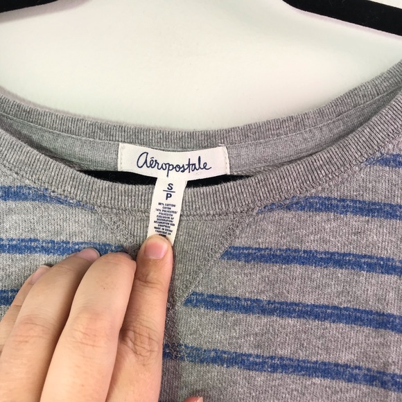 Aeropostale Blue Grey Stripe Light Weight Sweater - Picture 4 of 5